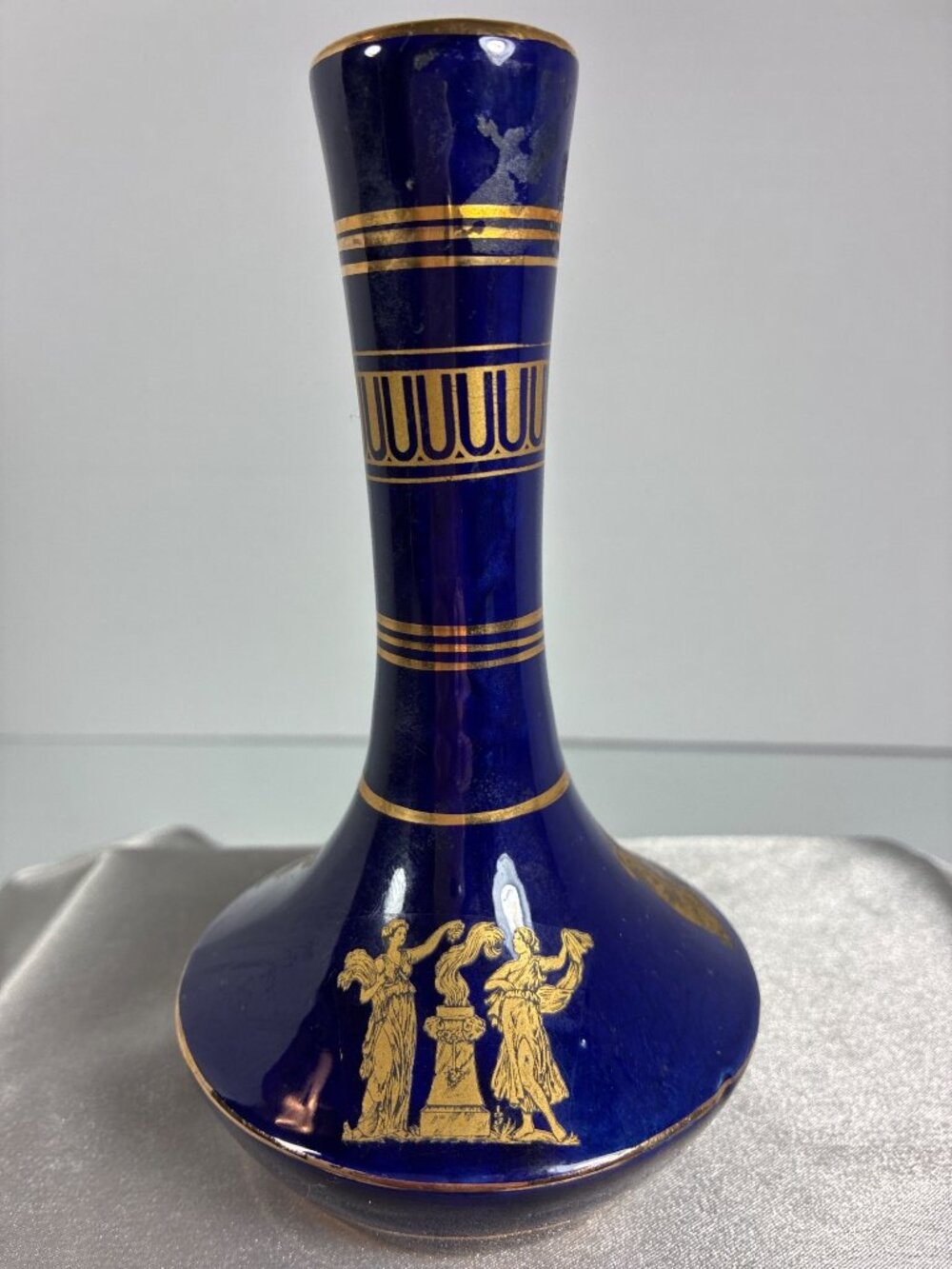 Vintage Greek Cobalt Blue 24K Gold Bud Vase - Picture 2 of 11